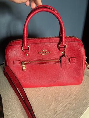 Coach Red Rowan Satchel/Crossbody Bag in Red